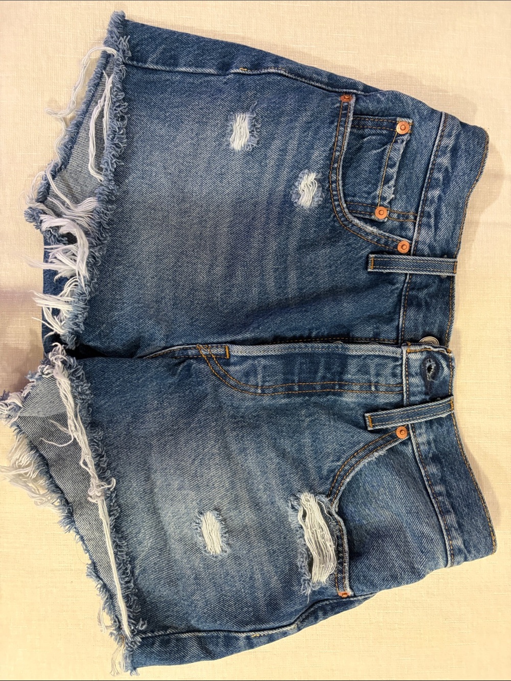 Levis Distressed Denim Shorts - Blue